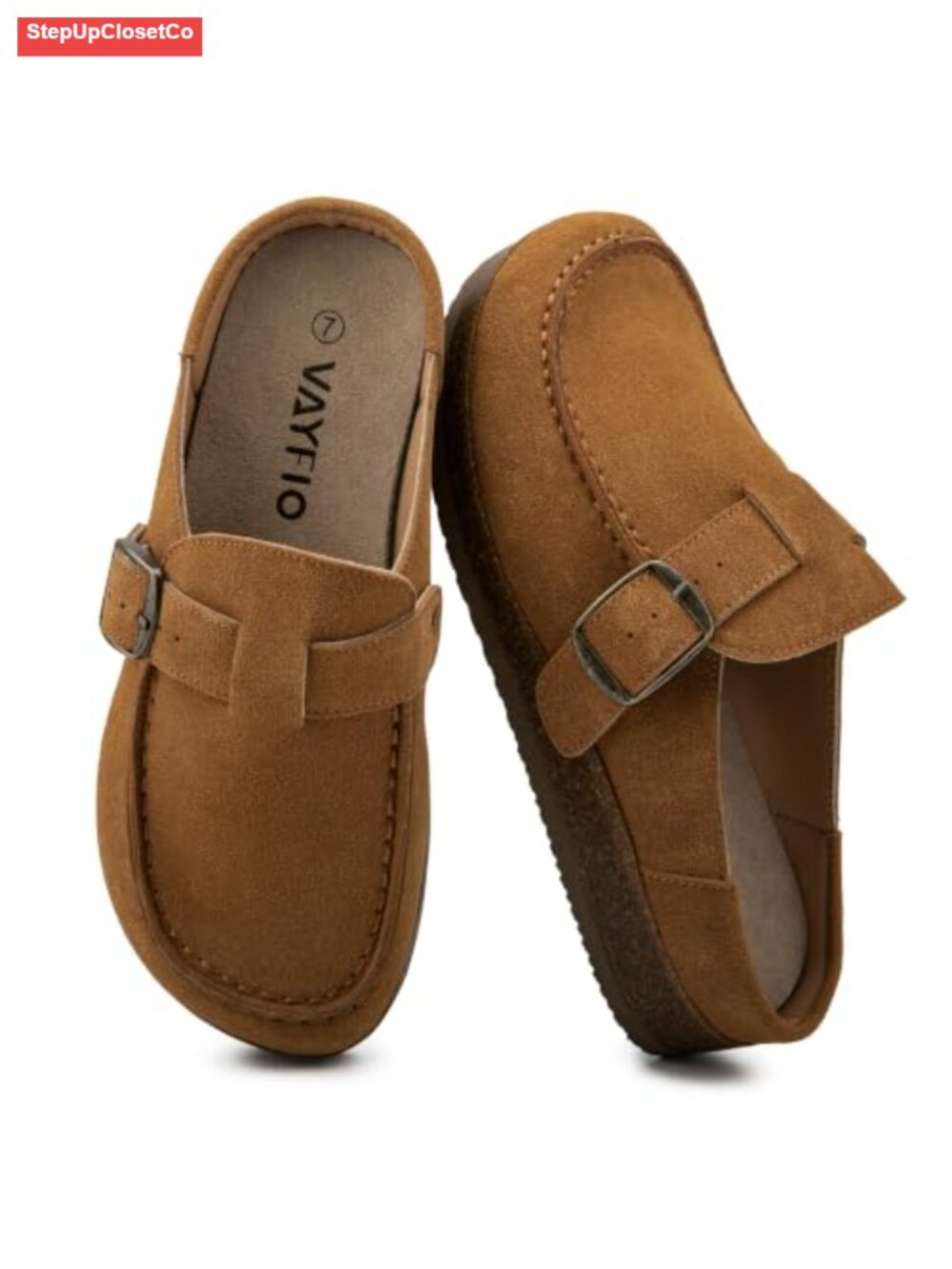 Eco Leather Buckle Clogs Non Slip Platform Mules Slip-On